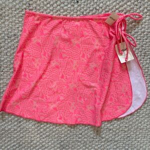 NWT Aerie Pink Swim Cover-Up Tie Up Flowy Mini Skirt